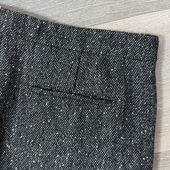 J.Crew Martie Herringbone Tweed Wool Sequin Crop Pants Trousers Black 10 - Picture 7 of 15